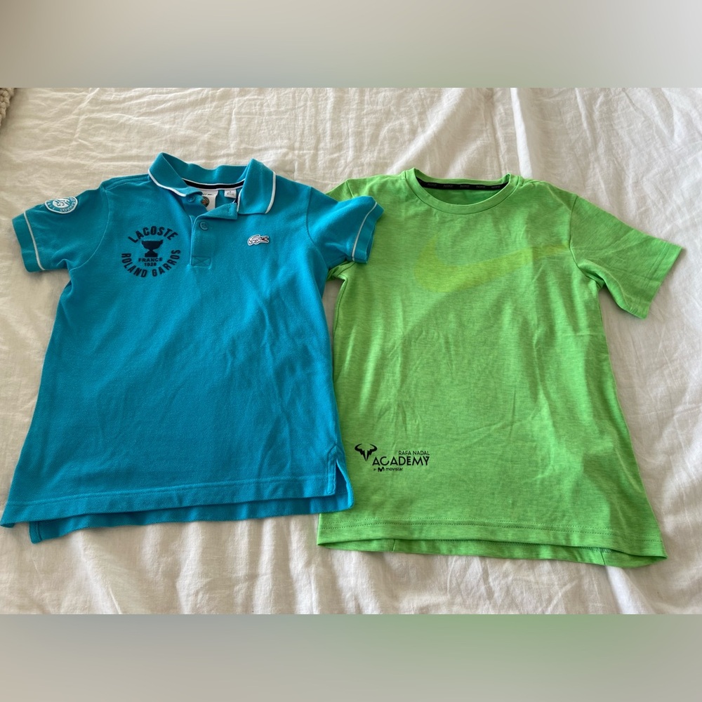 Boys small tennis shirts 8 Lacoste Nike